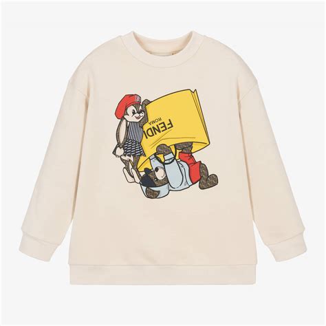 fendi beige cotton sweatshirt|fendi beaded graphic sweatshirt.